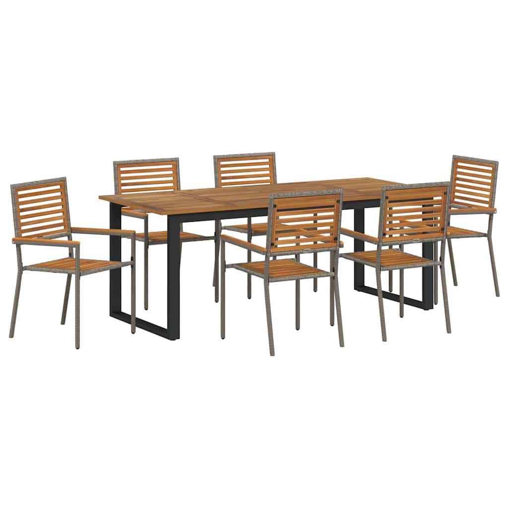 Vrtni set za objed 7 kom. Siva Čvrsto drvo akacije 200 x 90 x 75 cm