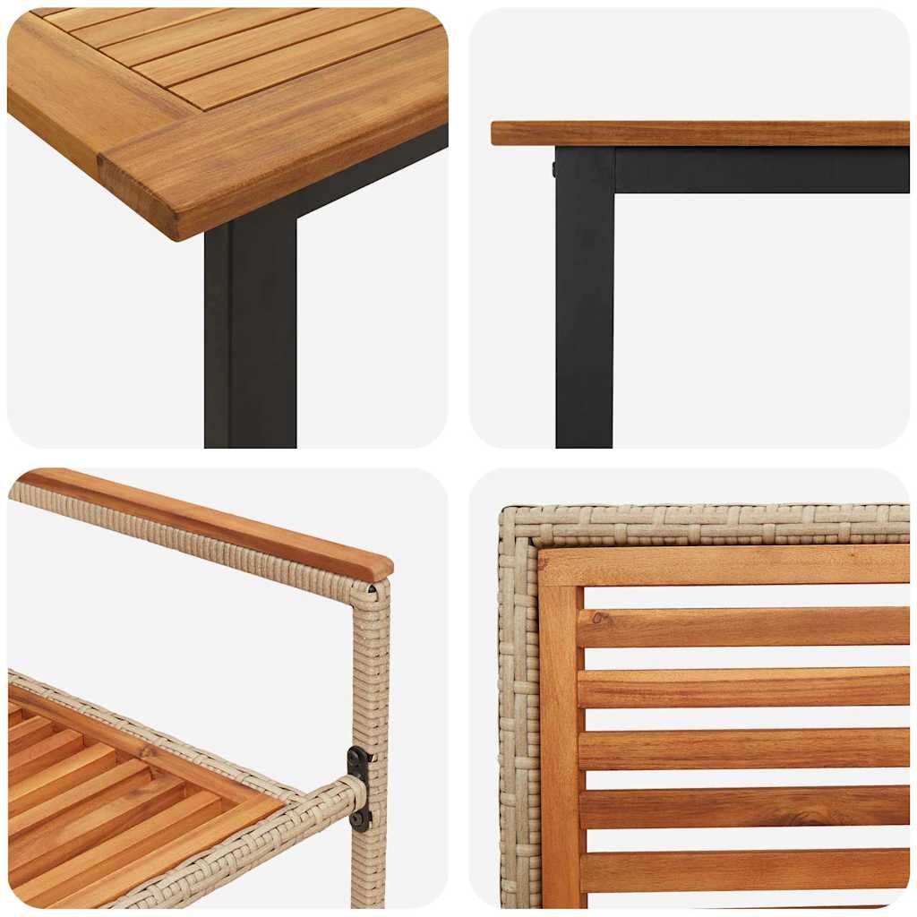 Vrtni set za objed 9 pcs Bež Čvrsto drvo akacije