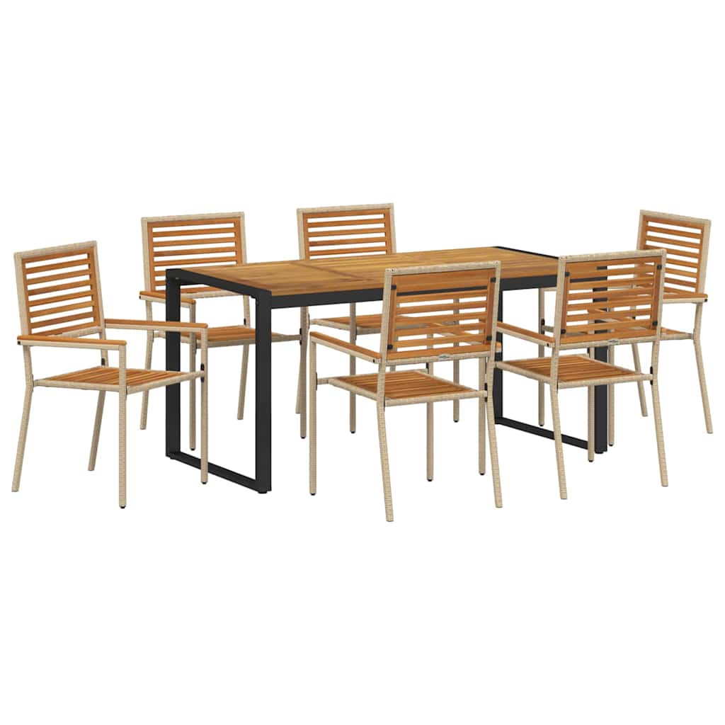 Vrtni set za objed 7 pcs Bež i smeđa poliratan