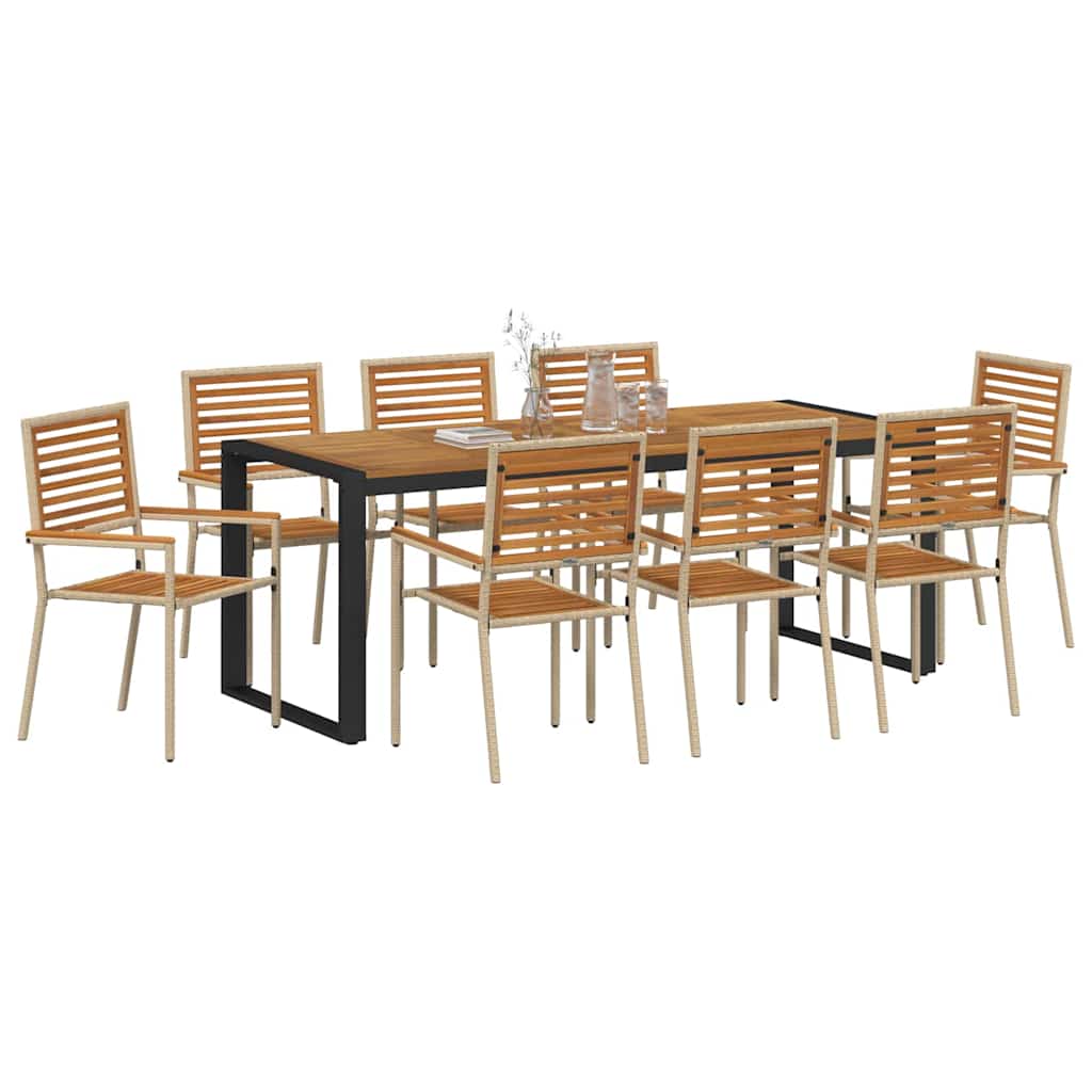 Vrtni set za objed 9 pcs Bež i smeđa poliratan