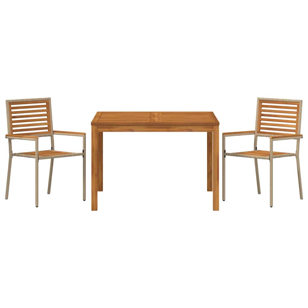Vrtni set za objed 3 pcs Bež Čvrsto drvo akacije