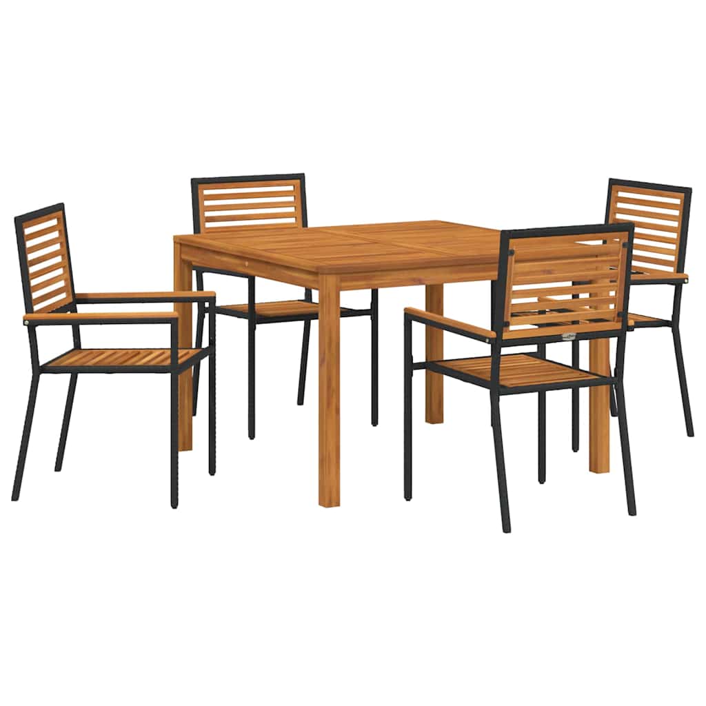 Vrtni set za objed 5 pcs Crna Čvrsto drvo akacije