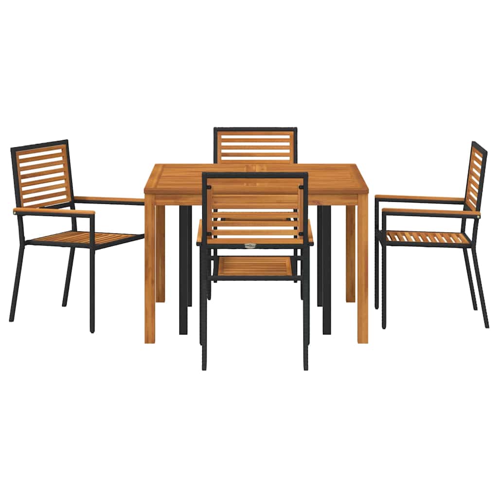 Vrtni set za objed 5 pcs Crna Čvrsto drvo akacije