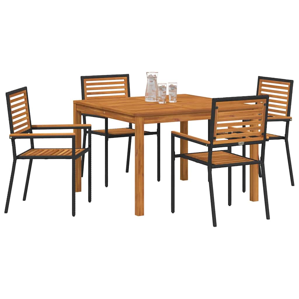 Vrtni set za objed 5 pcs Crna Čvrsto drvo akacije