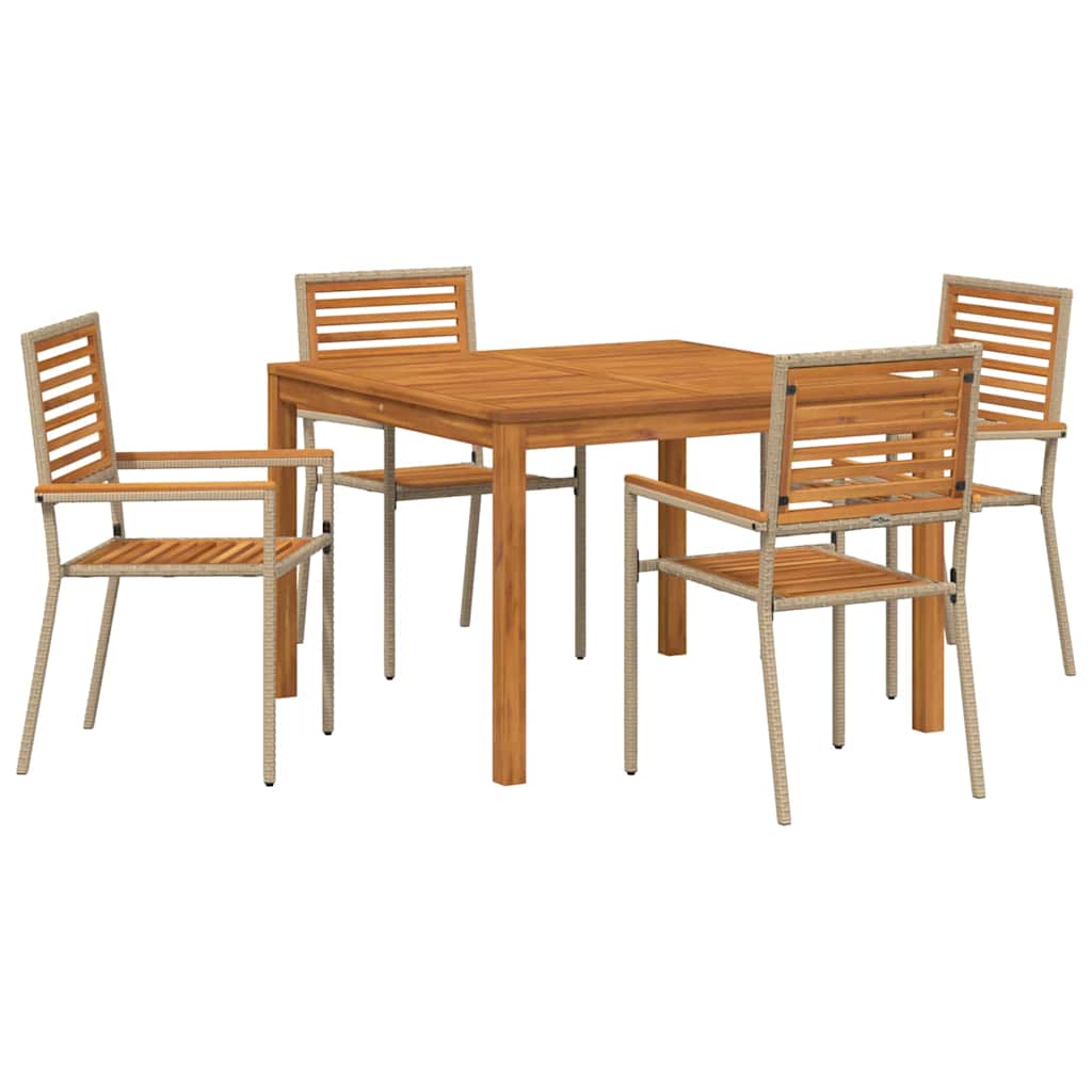 Vrtni set za objed 5 pcs Bež Čvrsto drvo akacije