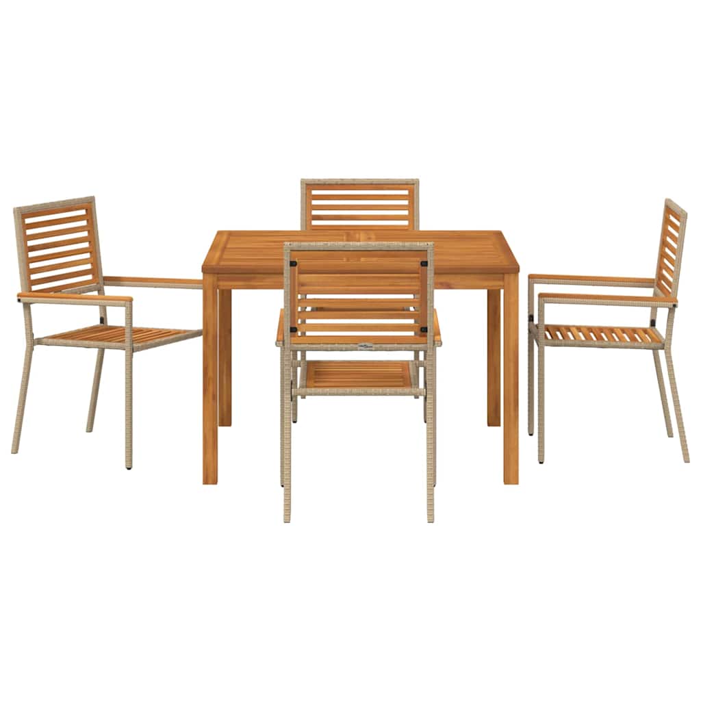 Vrtni set za objed 5 pcs Bež Čvrsto drvo akacije