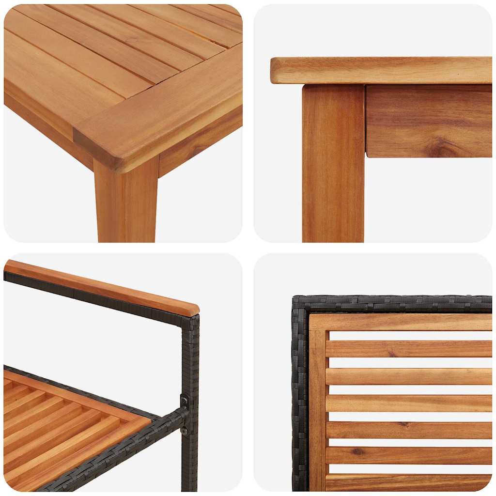 Vrtni set za objed 7 pcs Crna Čvrsto drvo akacije