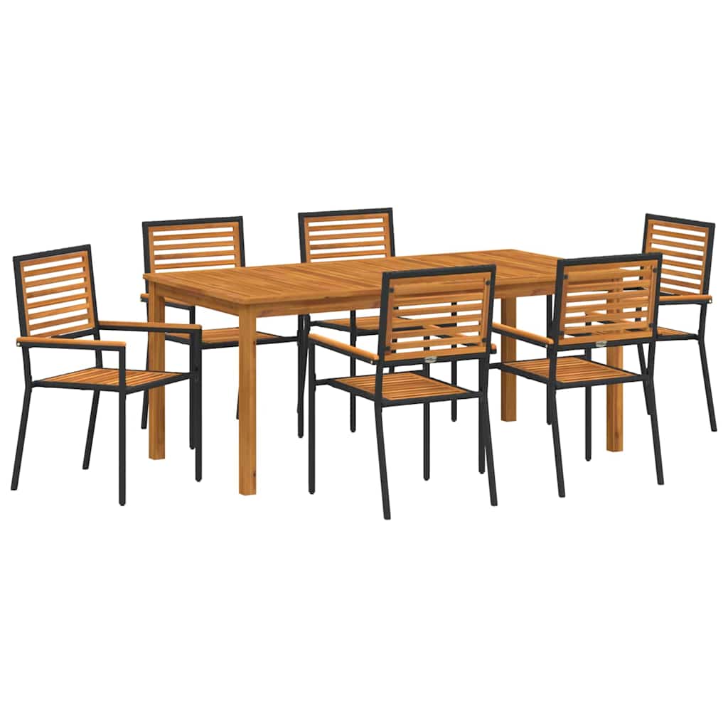 Vrtni set za objed 7 pcs Crna Čvrsto drvo akacije