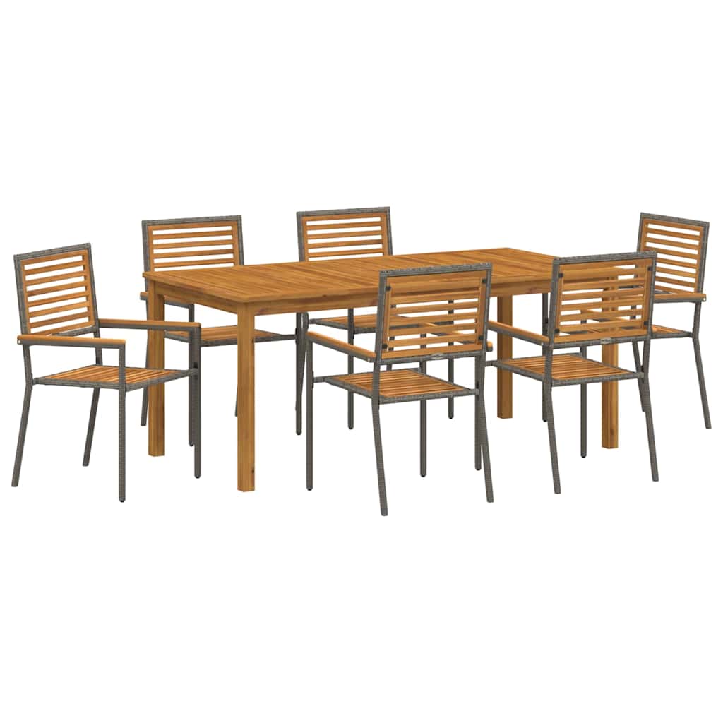 Vrtni set za objed 7 pcs Siva Čvrsto drvo akacije