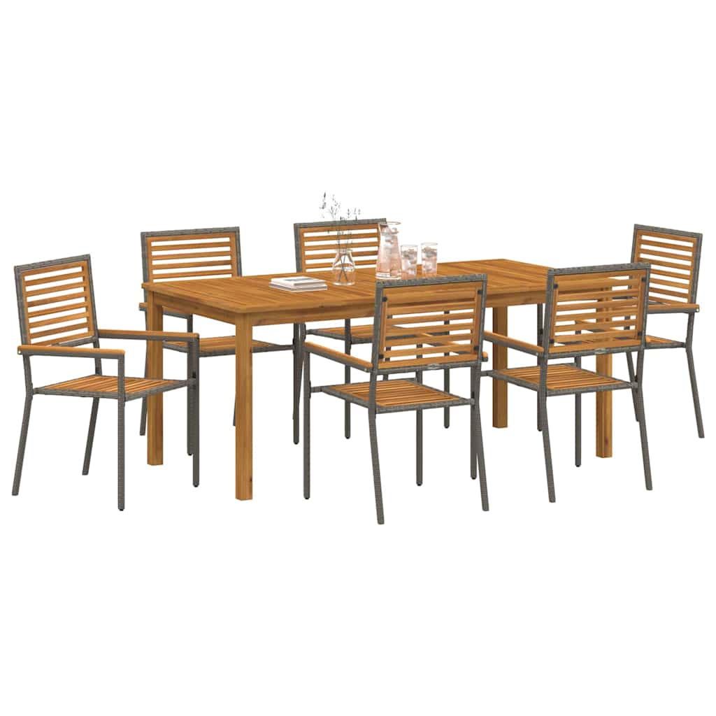 Vrtni set za objed 7 pcs Siva Čvrsto drvo akacije