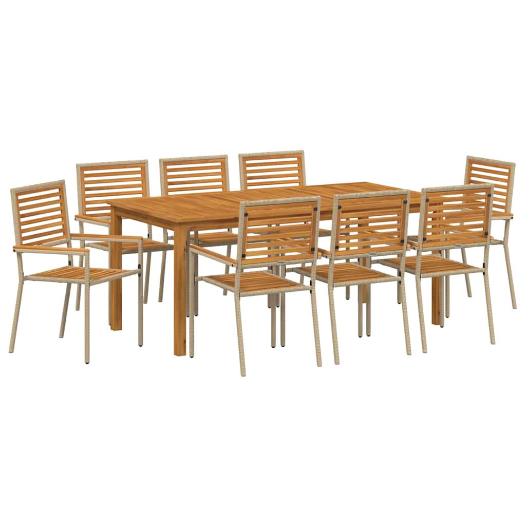 Vrtni set za objed 9 pcs Bež Čvrsto drvo akacije