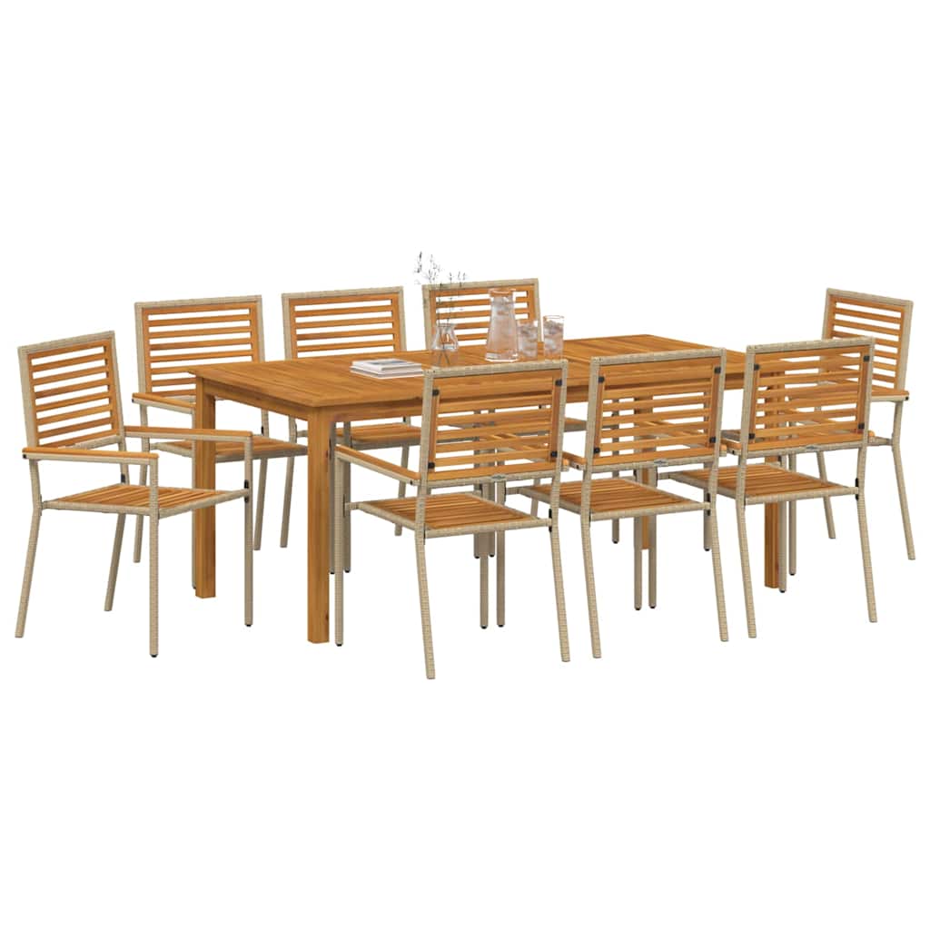 Vrtni set za objed 9 pcs Bež Čvrsto drvo akacije