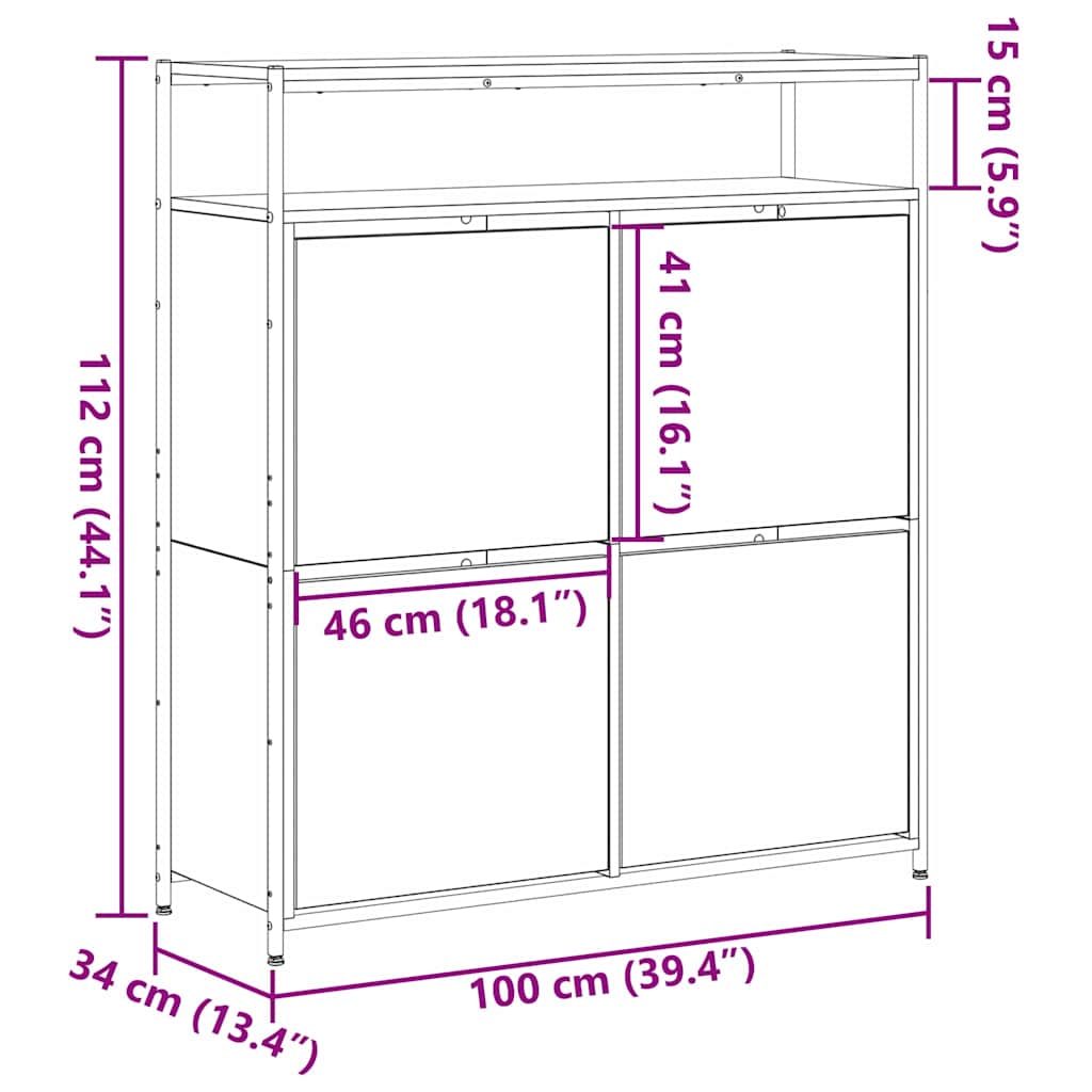 Ormar za cipele Staro drvo 100 x 34 x 112 cm Konstruirano drvo