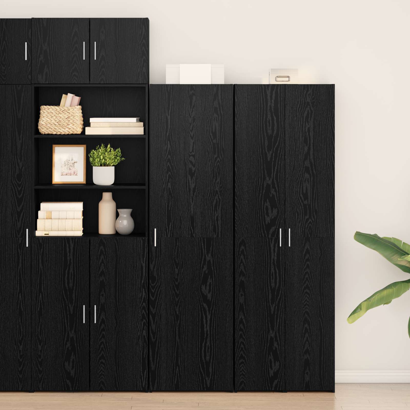 Highboard 2 pcs Crni hrast 50 x 42,5 x 185 cm
