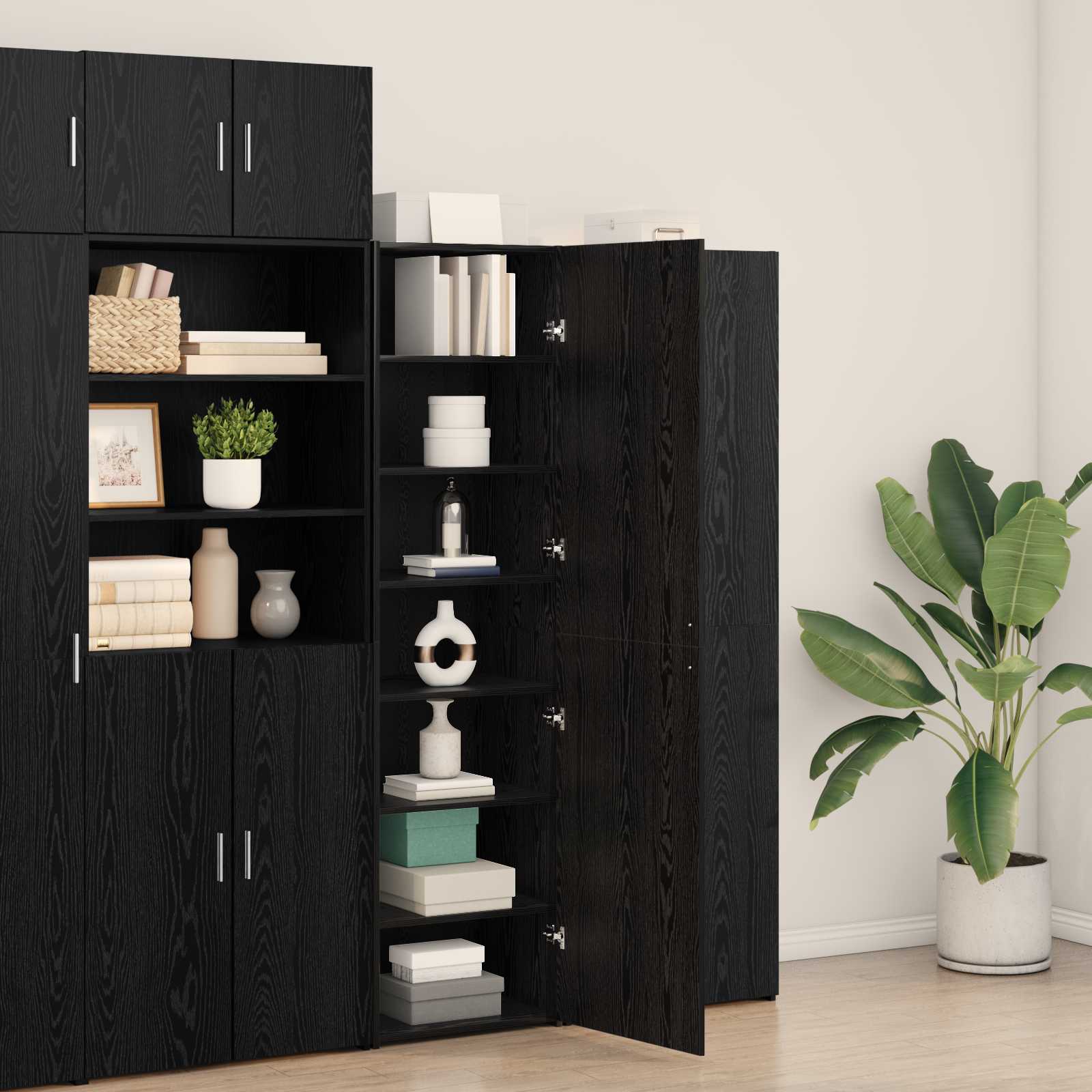 Highboard 2 pcs Crni hrast 50 x 42,5 x 185 cm