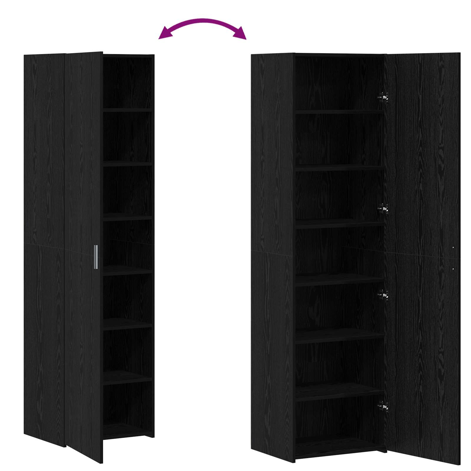 Highboard 2 pcs Crni hrast 50 x 42,5 x 185 cm