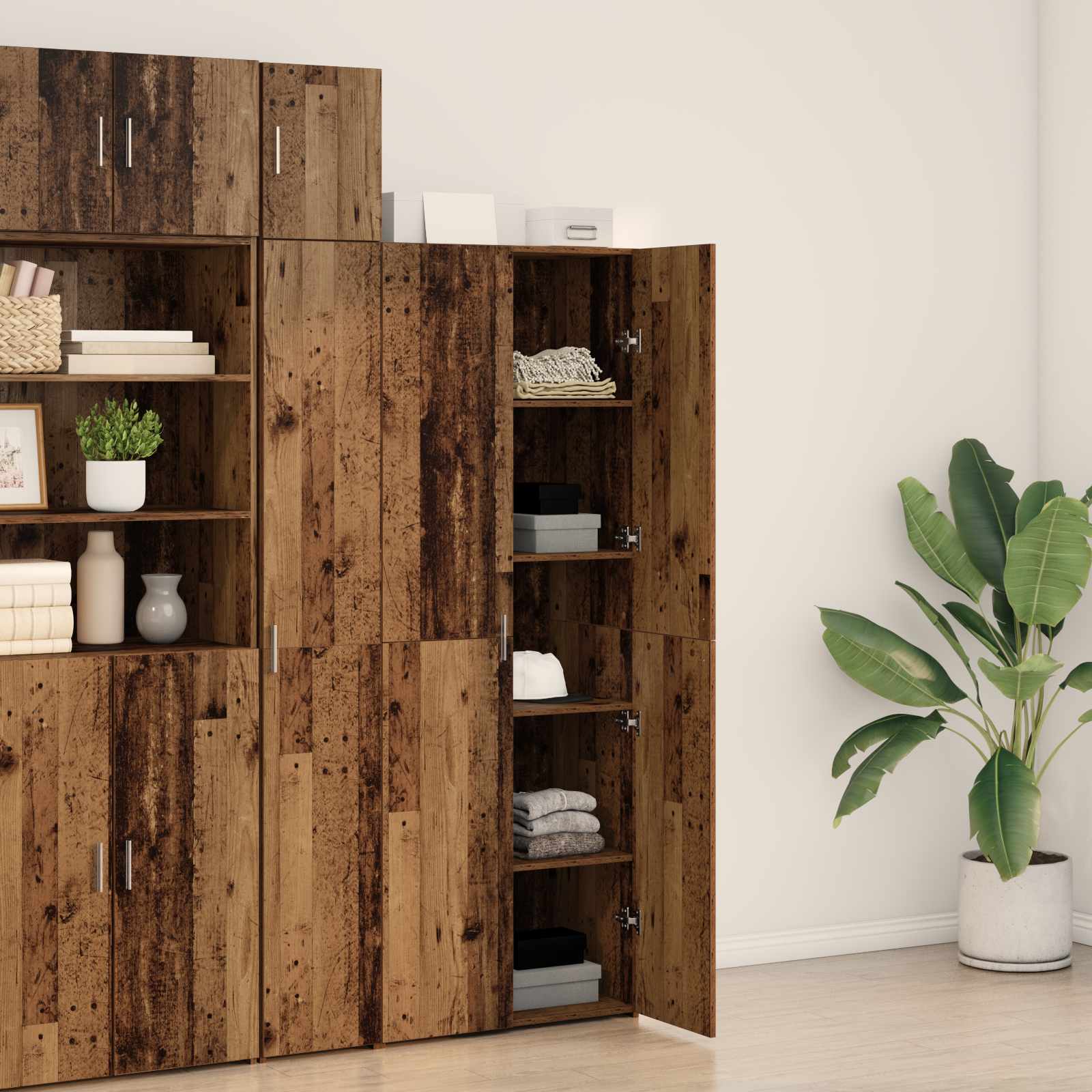 Highboard 2 pcs Staro drvo 70 x 42,5 x 185 cm