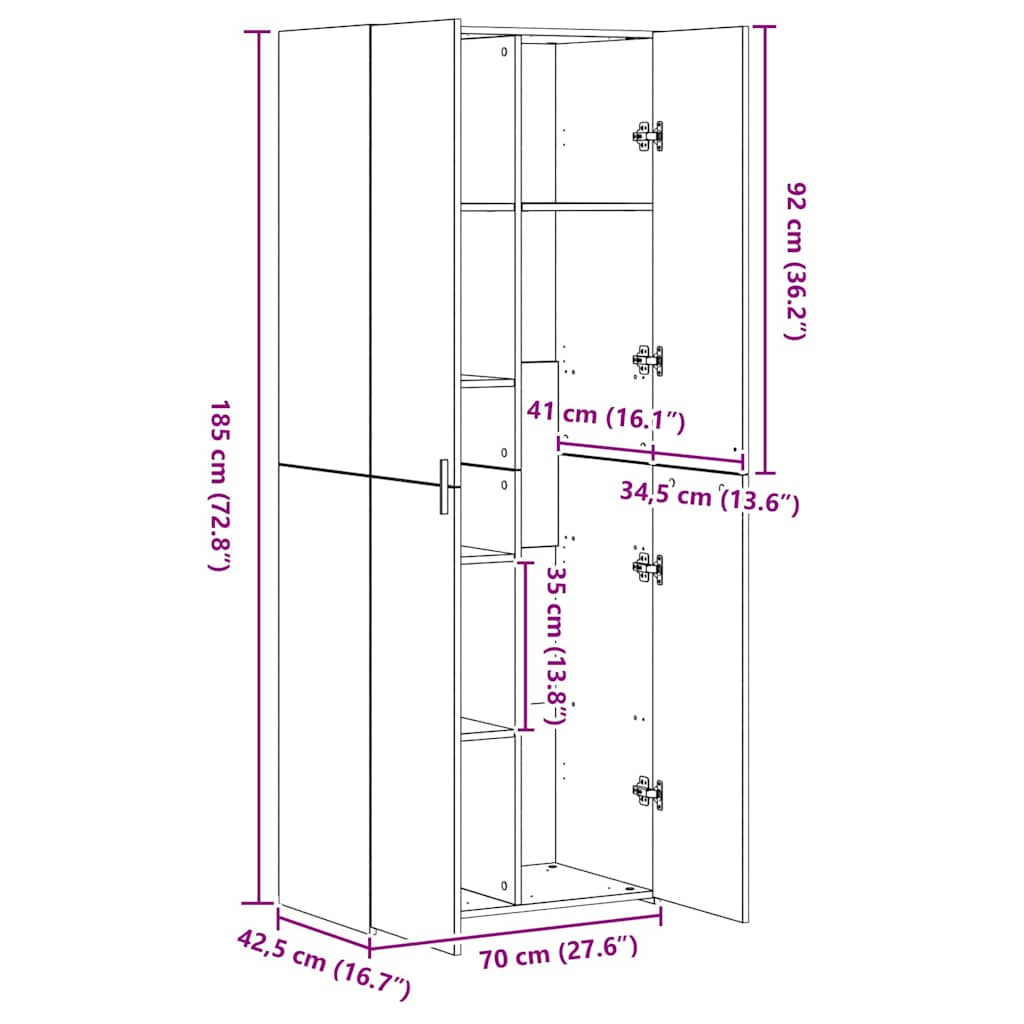 Highboard 2 pcs Staro drvo 70 x 42,5 x 185 cm