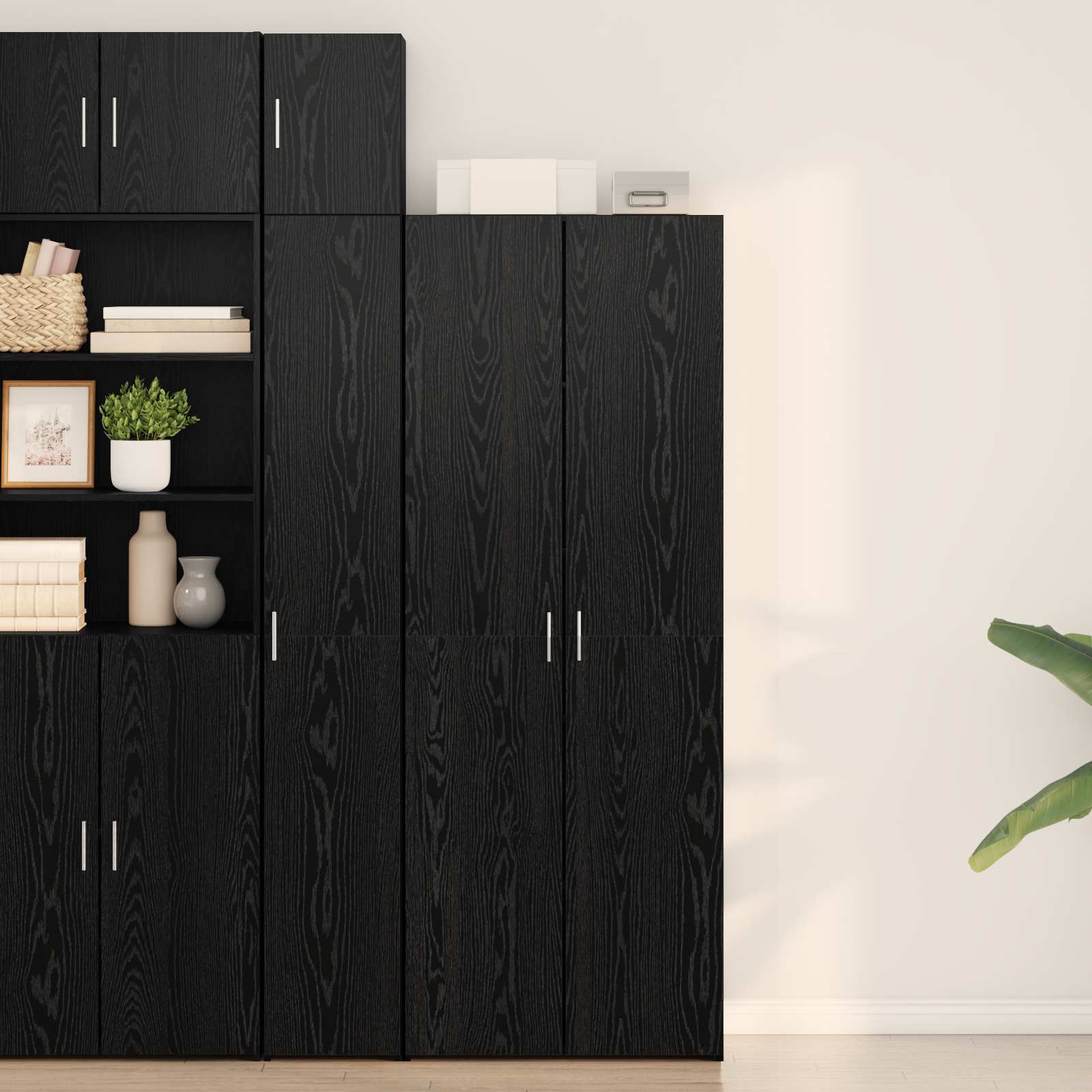 Highboard 2 pcs Crni hrast 70 x 42,5 x 185 cm