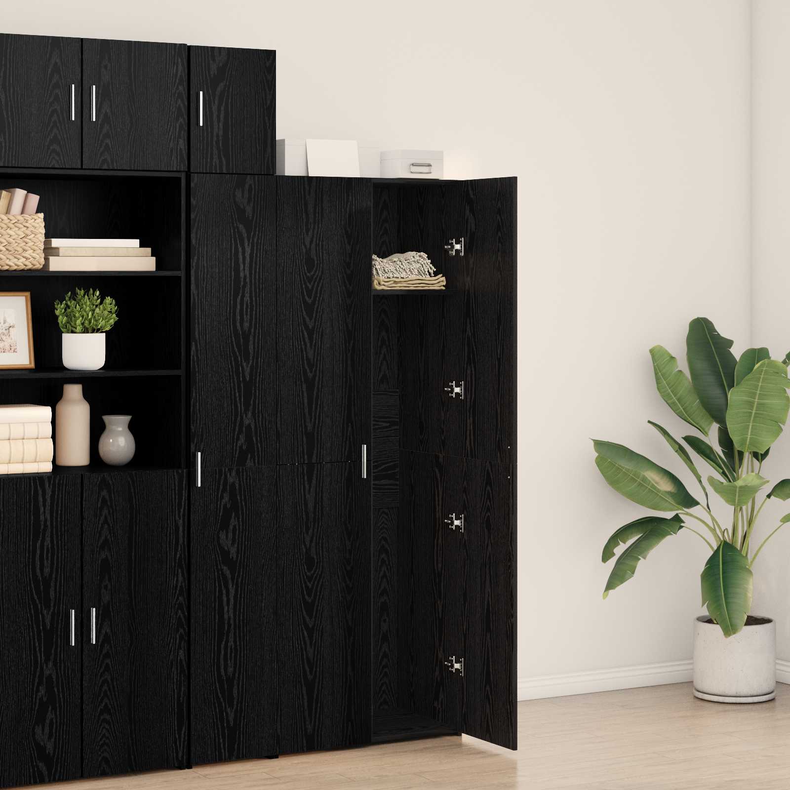 Highboard 2 pcs Crni hrast 70 x 42,5 x 185 cm