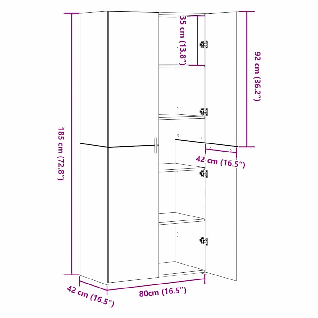 Highboard 2 pcs Staro drvo 80 x 42 x 185 cm