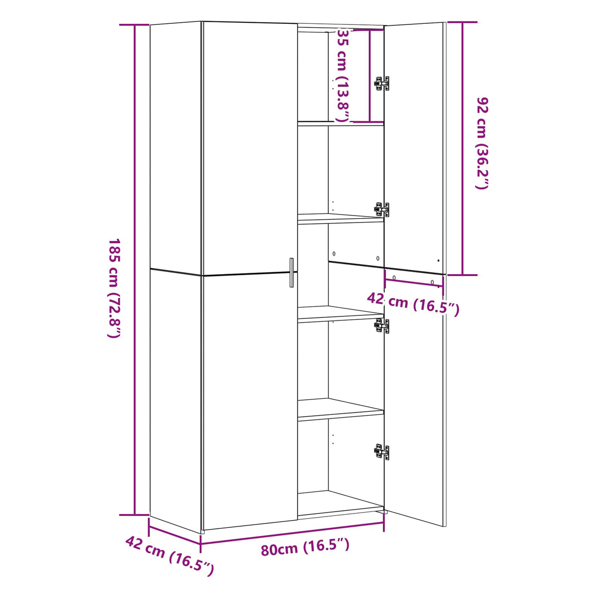 Highboard 2 pcs Staro drvo 80 x 42 x 185 cm