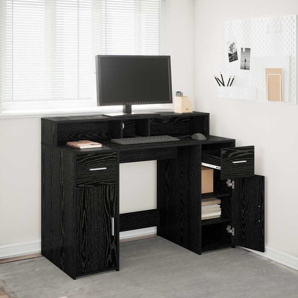 Stol s ladicama Crni hrast 120 x 55 x 91 cm Konstruirano drvo