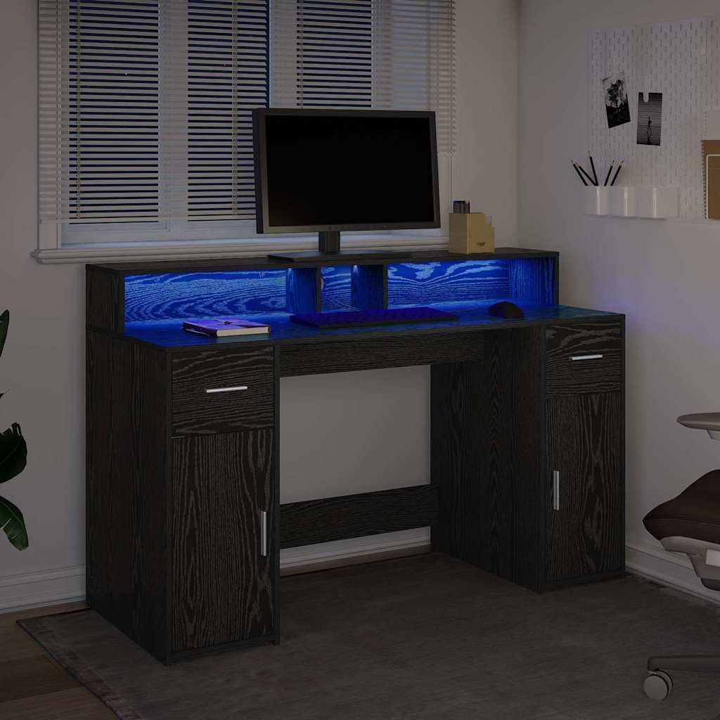 Stol s ladicama Crni hrast 140 x 55 x 91 cm Konstruirano drvo
