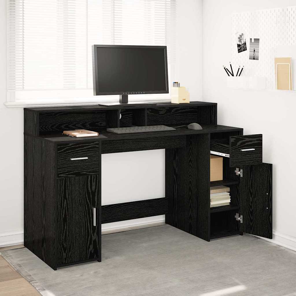Stol s ladicama Crni hrast 140 x 55 x 91 cm Konstruirano drvo