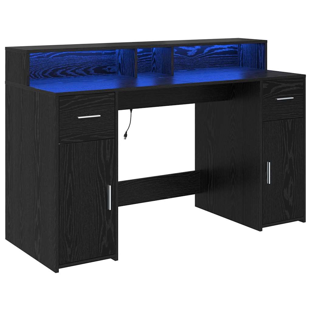 Stol s ladicama Crni hrast 140 x 55 x 91 cm Konstruirano drvo