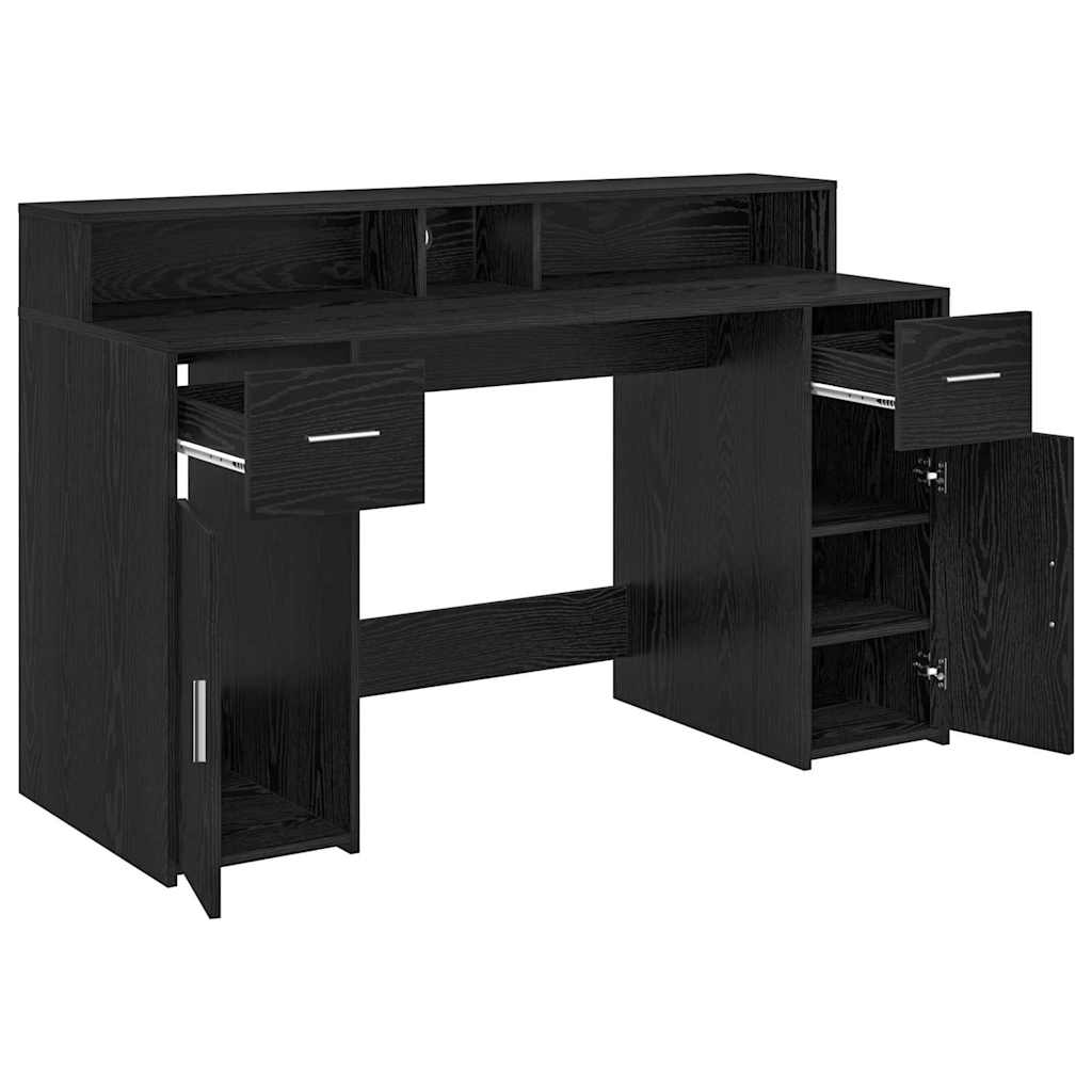 Stol s ladicama Crni hrast 140 x 55 x 91 cm Konstruirano drvo
