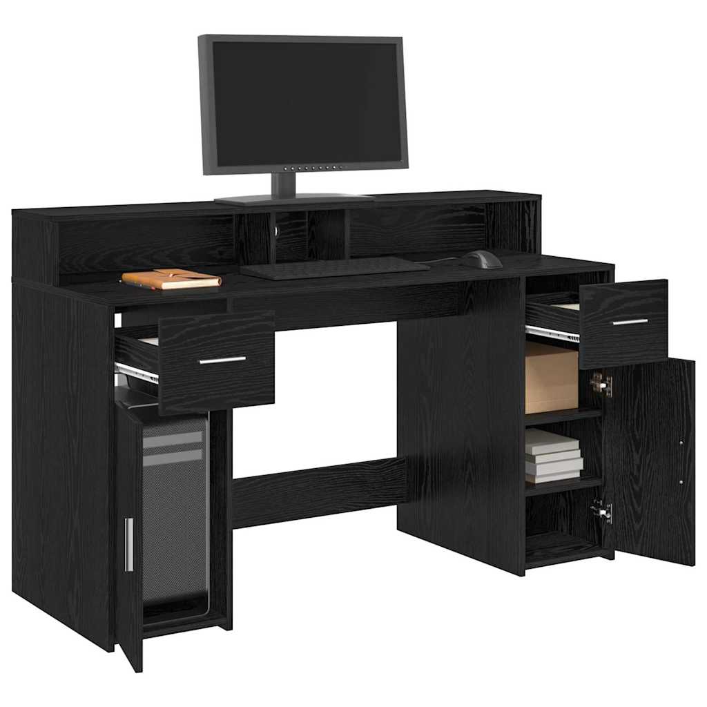 Stol s ladicama Crni hrast 140 x 55 x 91 cm Konstruirano drvo