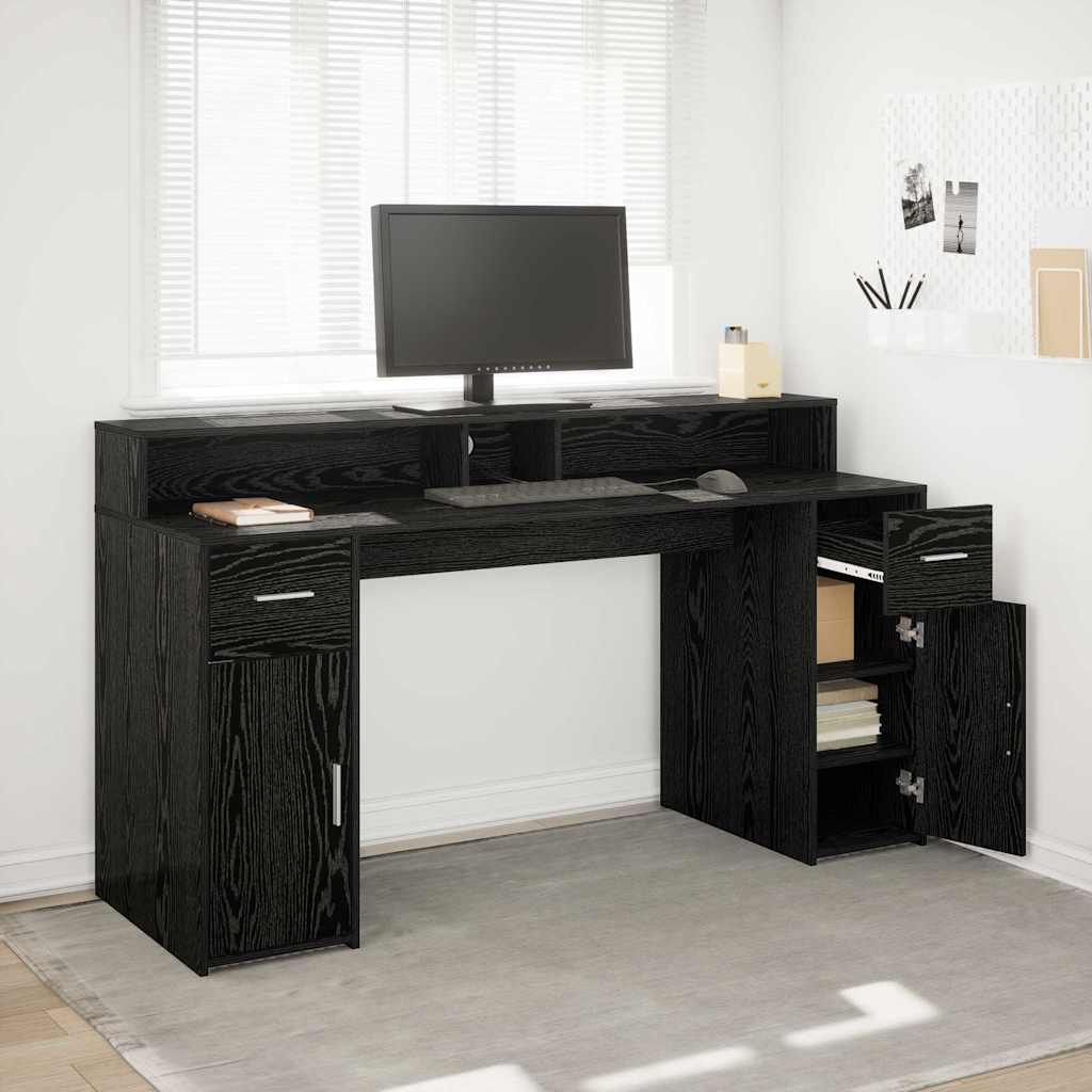 Stol s ladicama Crni hrast 160 x 55 x 91 cm Konstruirano drvo