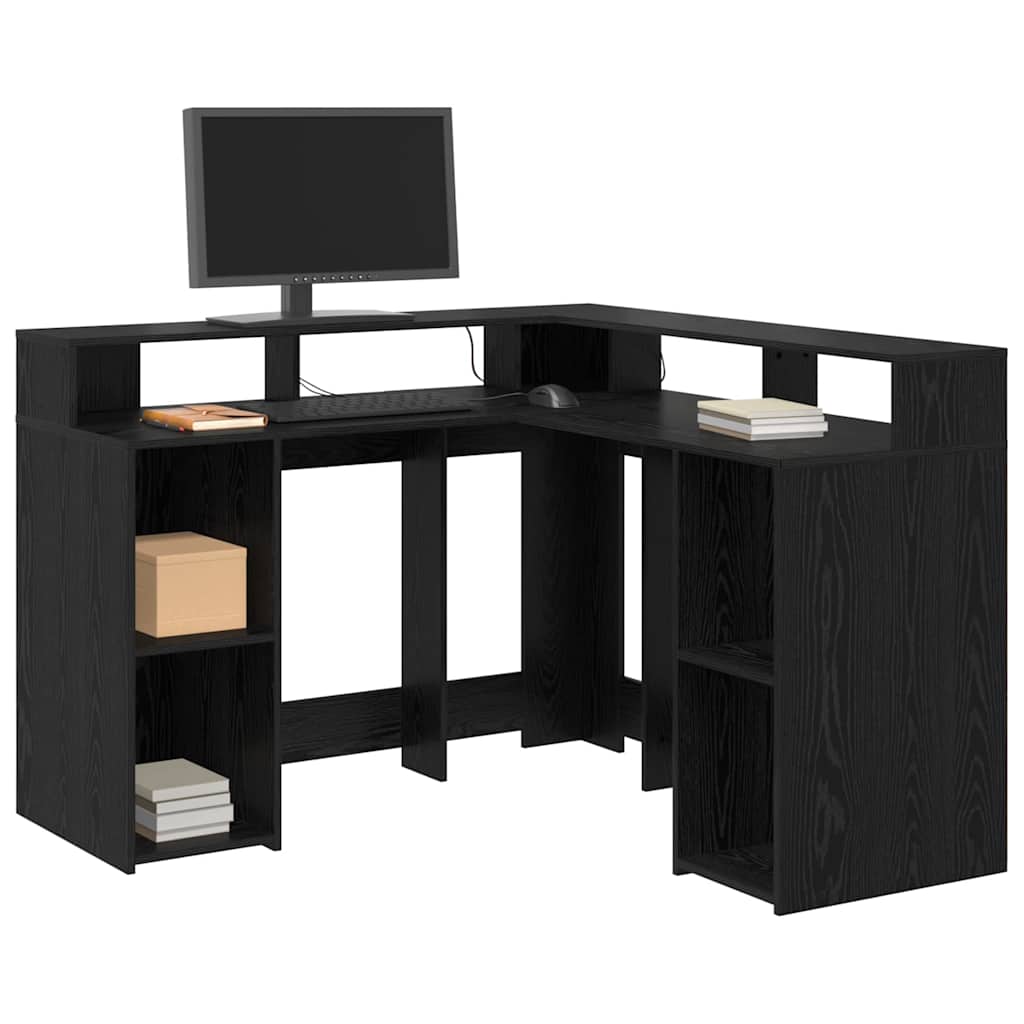 Stol s policom Crni hrast 130 x 130 x 91 cm Konstruirano drvo