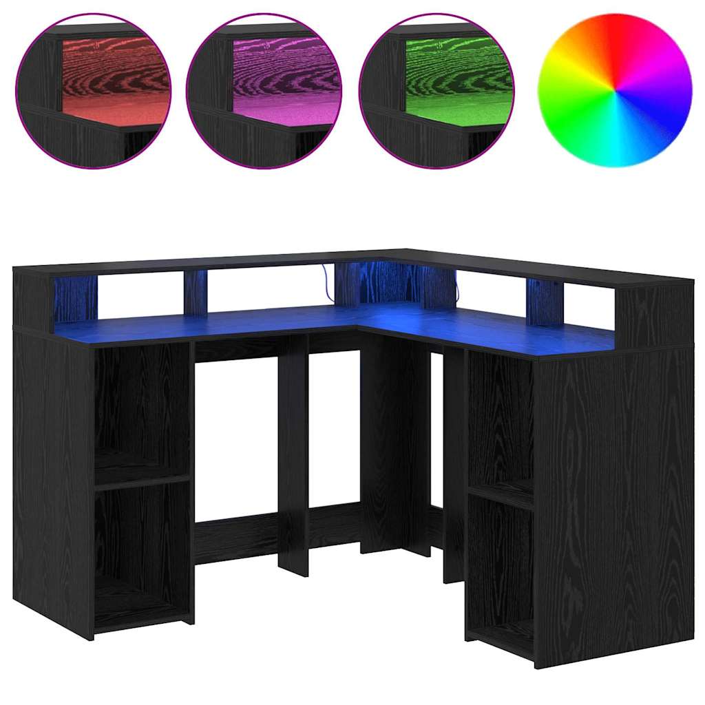 Stol s policom Crni hrast 130 x 130 x 91 cm Konstruirano drvo