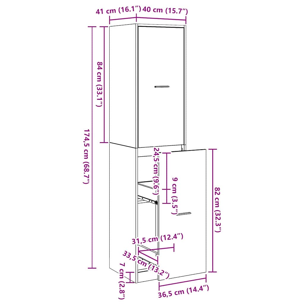 Apoteka za pohranu Crni hrast 40 x 41 x 174.5 cm