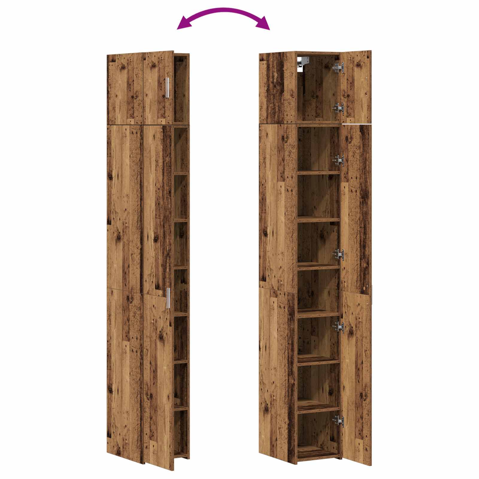Ormarić za pohranu 3 pcs Staro drvo 30 x 42,5 x 225 cm