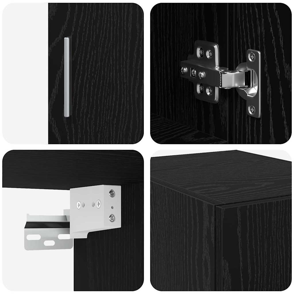 Ormarić za pohranu 3 pcs Crni hrast 30 x 42,5 x 225 cm