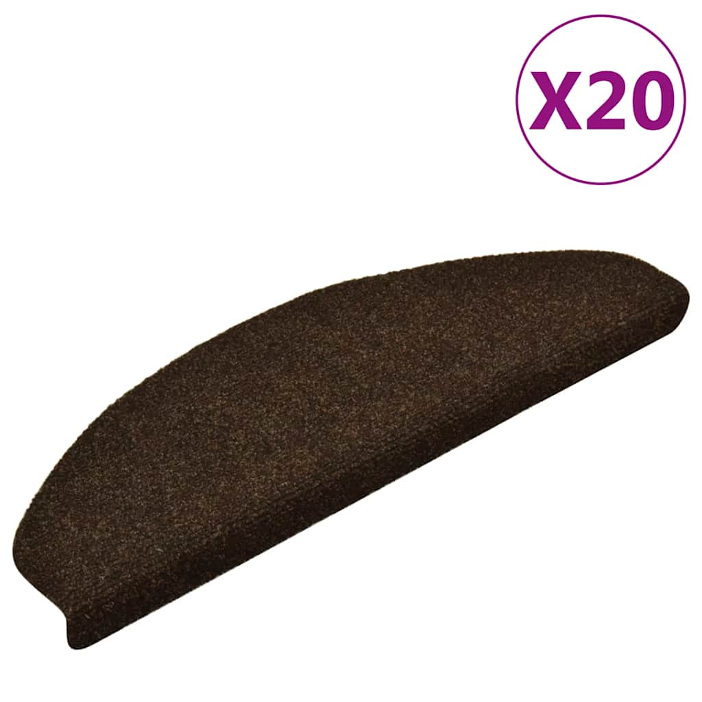 Prostirke za stepenice, samoljepljive, 20 kom., 65x21x4 cm, smeđe, poluokrugle, velike