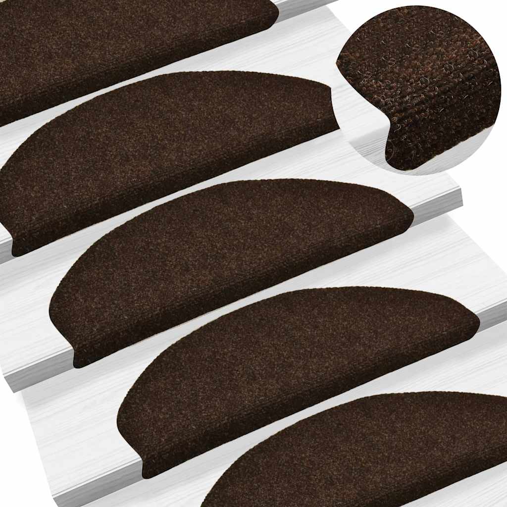 Prostirke za stepenice, samoljepljive, 20 kom., 65x21x4 cm, smeđe, poluokrugle, velike