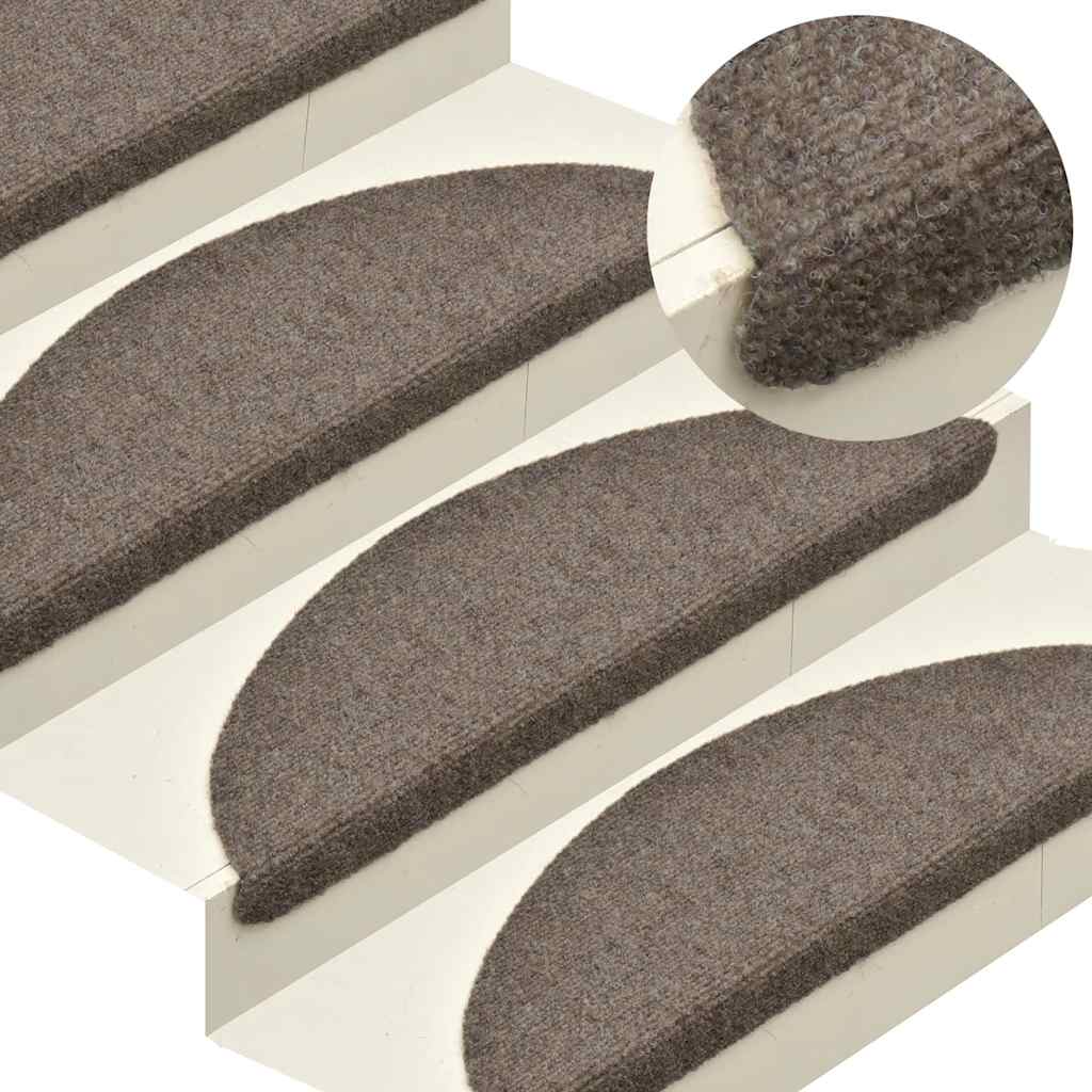 Prostirke za stepenice, samoljepljive, 20 kom., 65x21x4 cm, bež, poluokrugle, velike