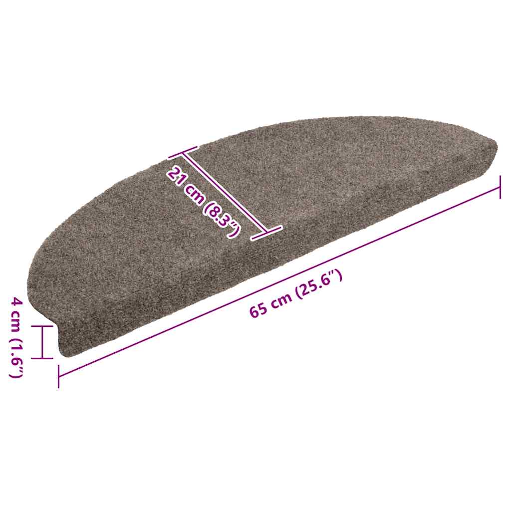 Prostirke za stepenice, samoljepljive, 20 kom., 65x21x4 cm, bež, poluokrugle, velike