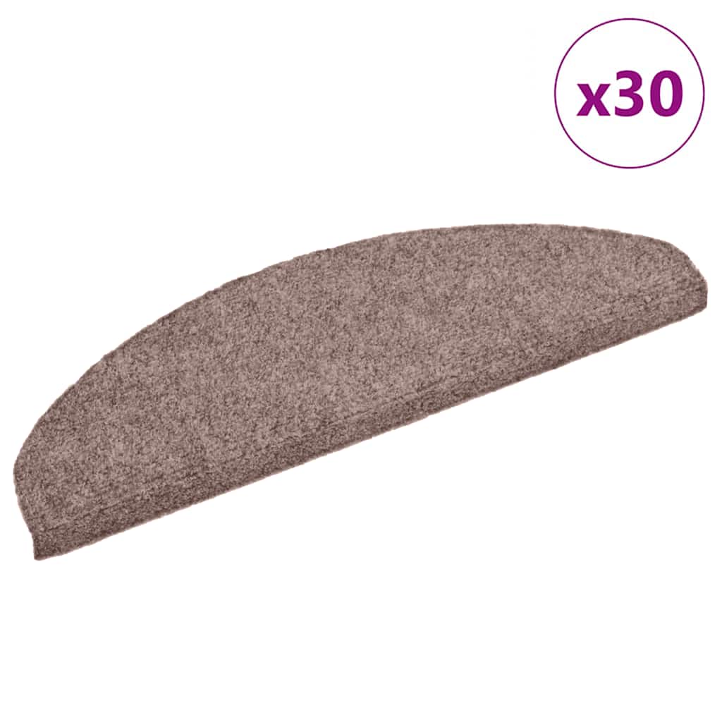 Prostirke za stepenice, samoljepljive, 30 kom. 65x21x4 cm, svijetlosmeđe, poluokrugle, velike
