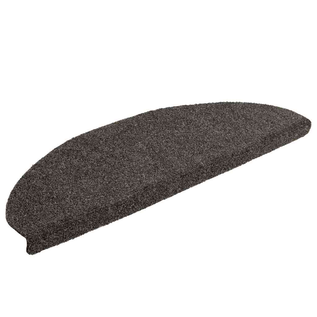 Prostirke za stepenice, samoljepljive, 30 kom. 65x21x4 cm, antracit, poluokrugle, velike