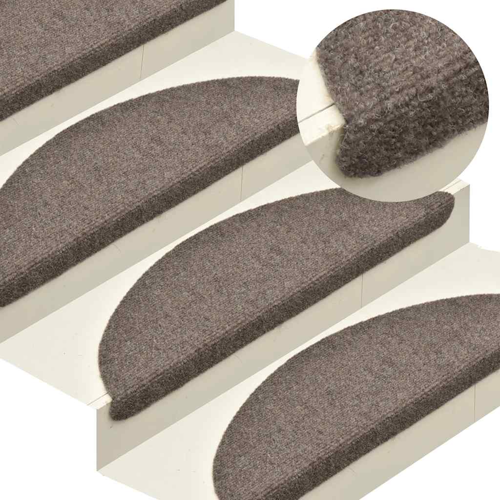Prostirke za stepenice, samoljepljive, 30 kom., 65x21x4 cm, bež, poluokrugle, velike