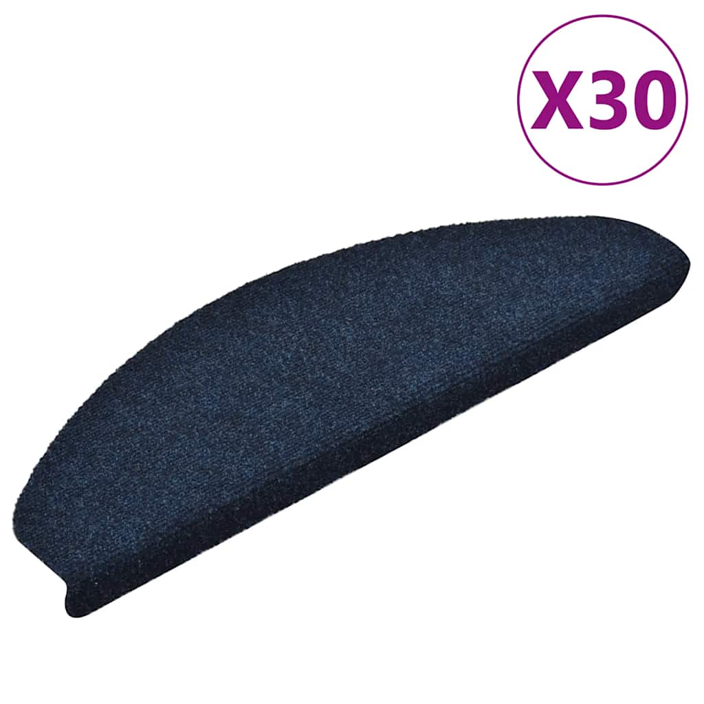 Prostirke za stepenice, samoljepljive, 30 kom. 65x21x4 cm, tamnoplave, poluokrugle, velike