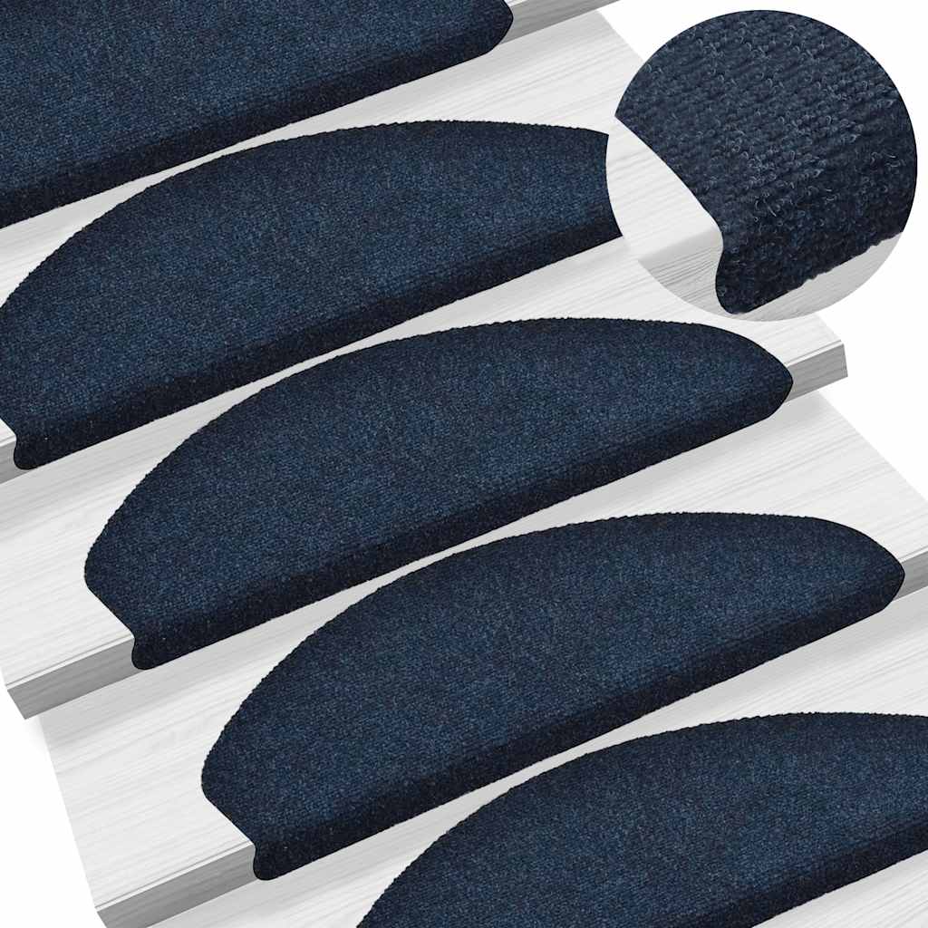 Prostirke za stepenice, samoljepljive, 30 kom. 65x21x4 cm, tamnoplave, poluokrugle, velike