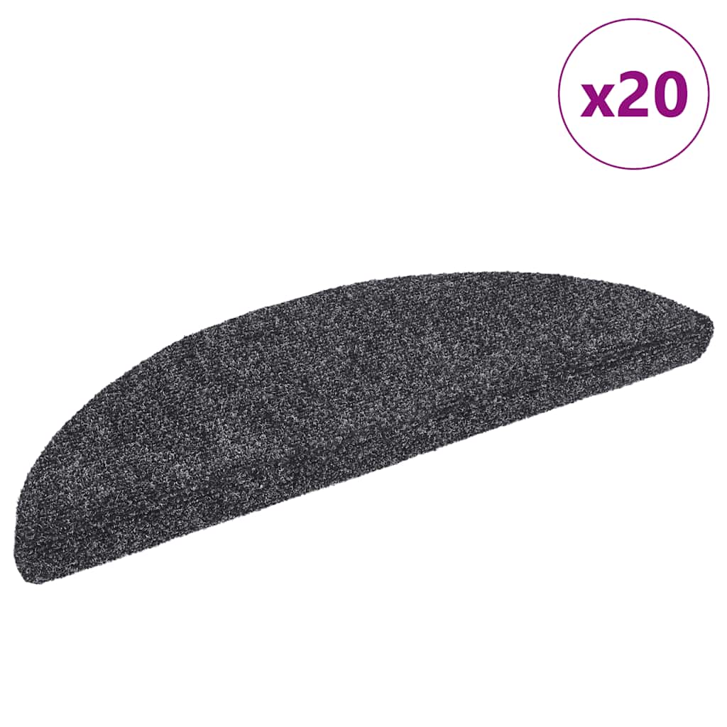 Prostirke za stepenice, samoljepljive, 20 kom. 56x17x3 cm, tamno sive, poluokrugle