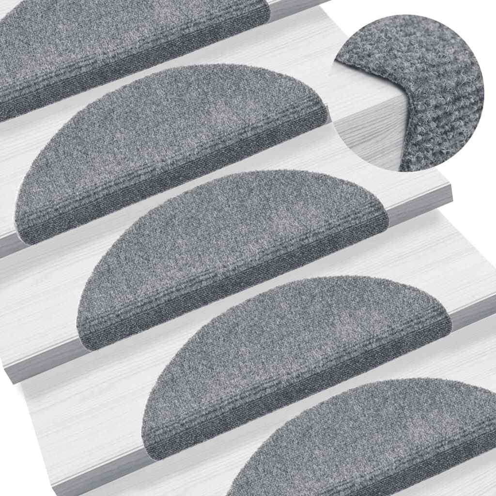 Prostirke za stepenice, samoljepljive, 20 kom, 56x17x3 cm, svijetlo sive, poluokrugle