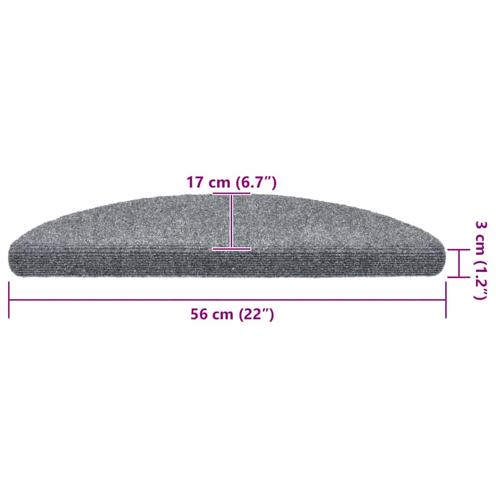 Prostirke za stepenice, samoljepljive, 20 kom, 56x17x3 cm, svijetlo sive, poluokrugle